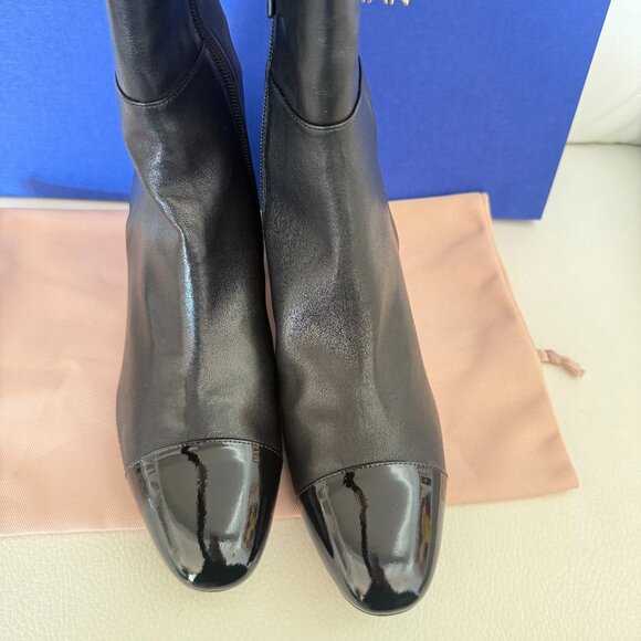 NEW STUART WEITZMAN Milla Cap Toe Knee High Boots BLACK LEATHER 9.5 B $850 - Picture 7 of 8